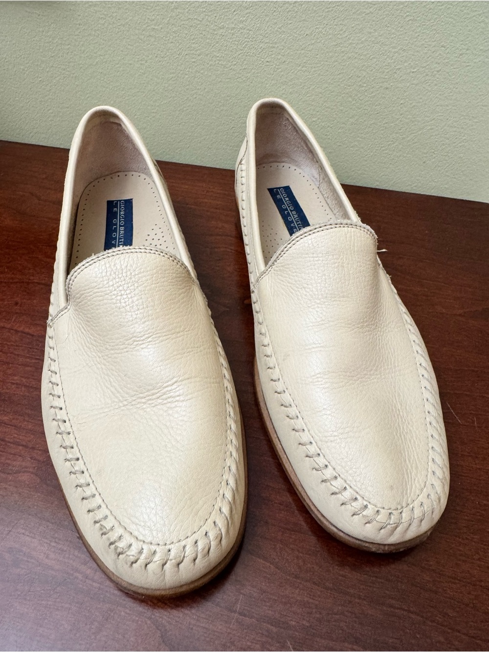 Giorgio Brutini Le Glove Cream Leather Slip On Loafers - Men's Size 11 M